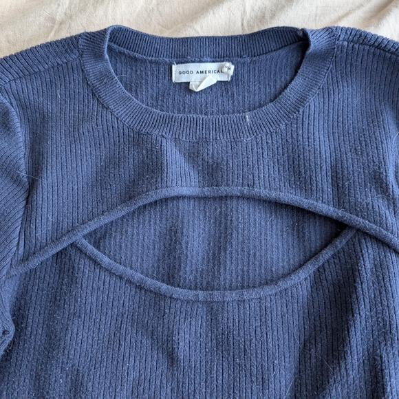 Good American Deep Blue Ribbed Top - Picture 4 of 8